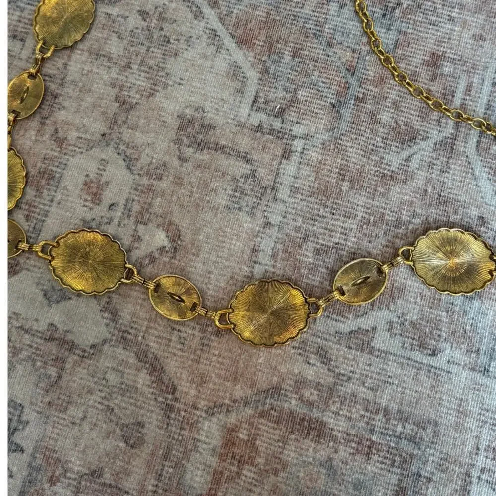 Western Gold Concho Chain Belt Boho Medallion Adjustable